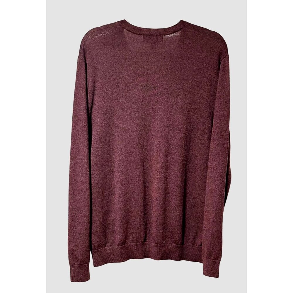 Banana Republic Mens‎ Merino Wool V-Neck Sweater Large Burgundy Maroon Classic - Picture 3 of 10